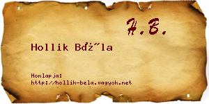 Hollik Béla névjegykártya